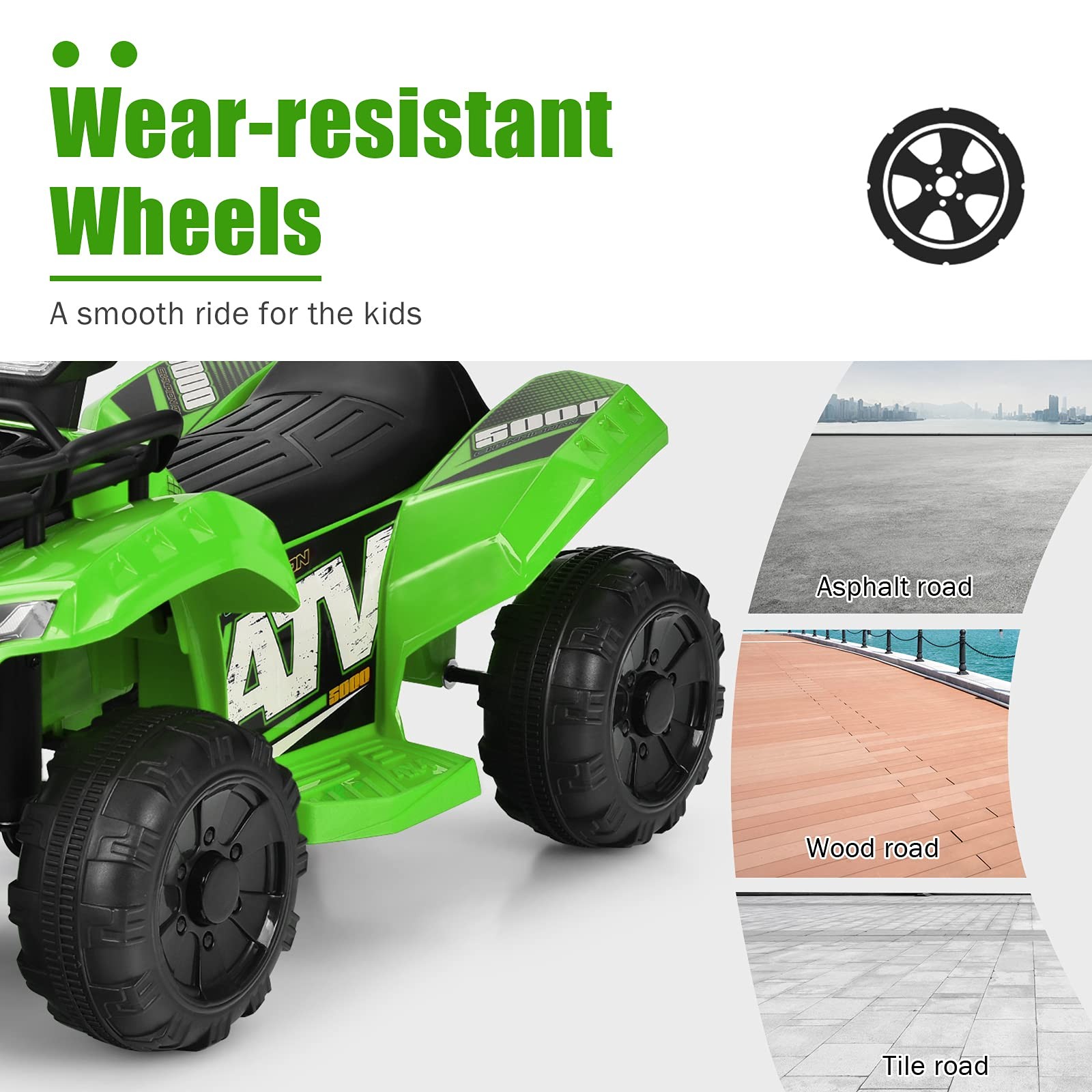 Costzon Kids Atv 6V Battery Powered Electric Vehicle Four Wheeler Quad