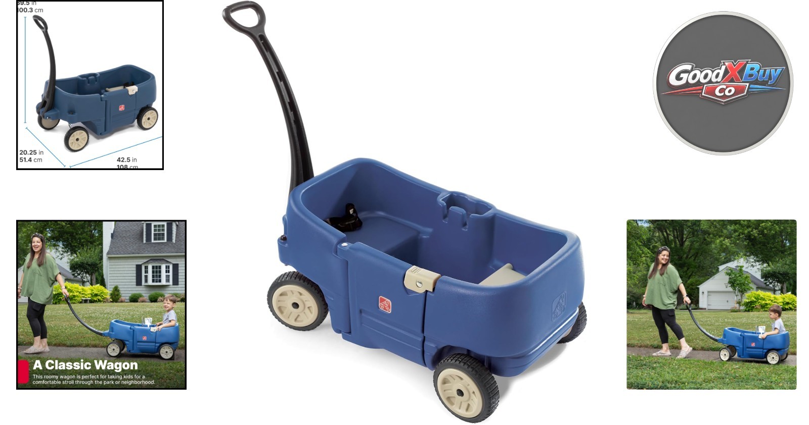 Kids Ride On Wagon for Toddlers 1.5-5 Blue Durable Plastic
