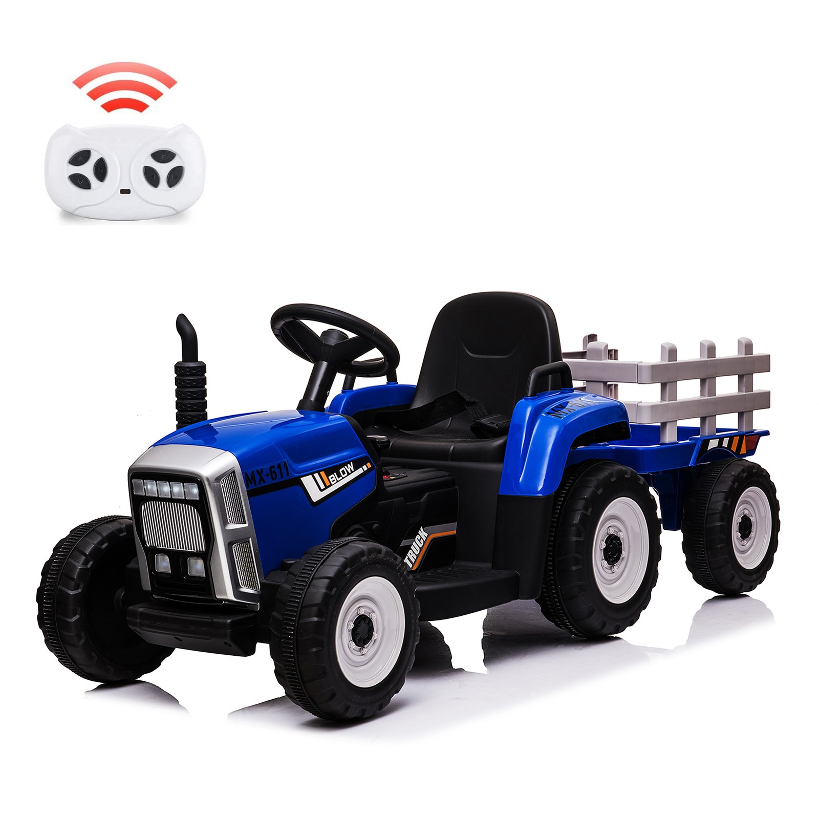 Battery‑Powered 12V Kids Tractor w/ Remote,25/35W Motor, LED, Educational Audio