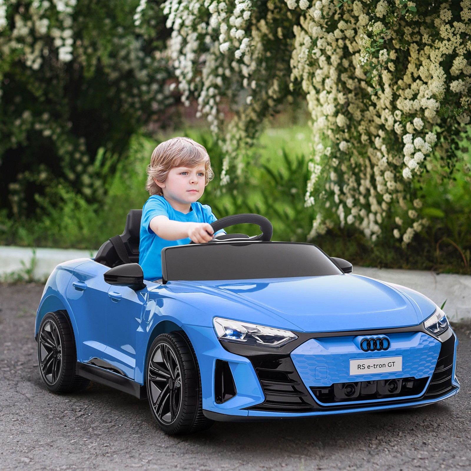Licensed Audi 12V Electric Ride on Car with Remote Control, Horn Honking, Blue