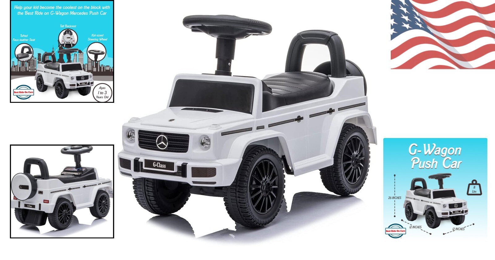 Kids Luxury Push Car G-Wagon with Music and Lights, Perfect for 1-3 Olds