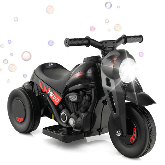 6V Kids Electric Ride on Motorcycle with Bubble Maker and Music-Black – Color: B