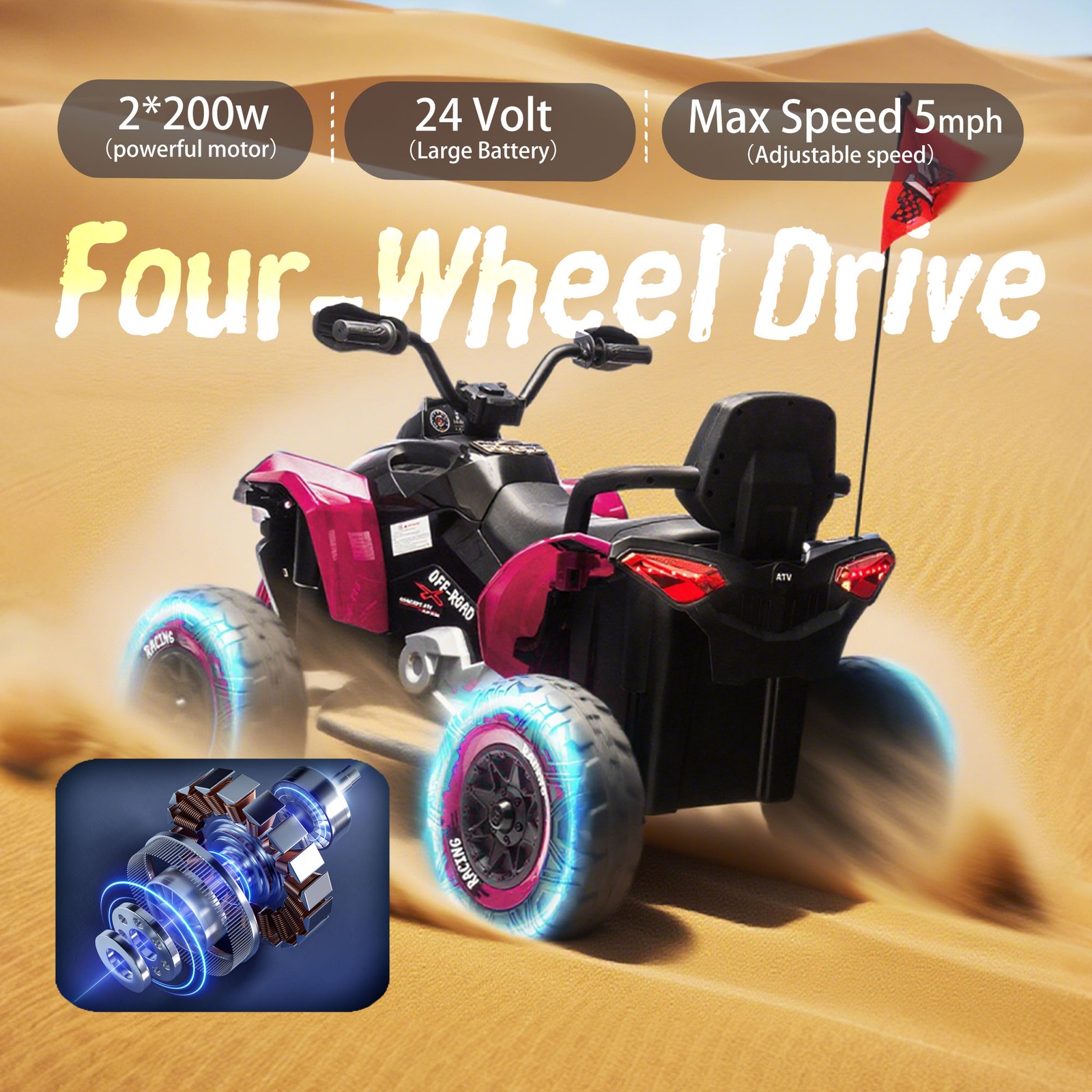 24V Kids Ride On Electric function Music Power Display Bluetooth Kids Aged 3-12