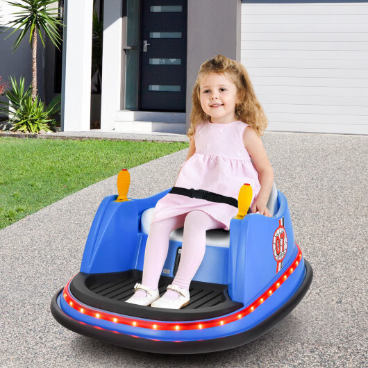 12V Electric Kids Ride On Bumper Car with Flashing Lights for Toddlers-Blue – Co