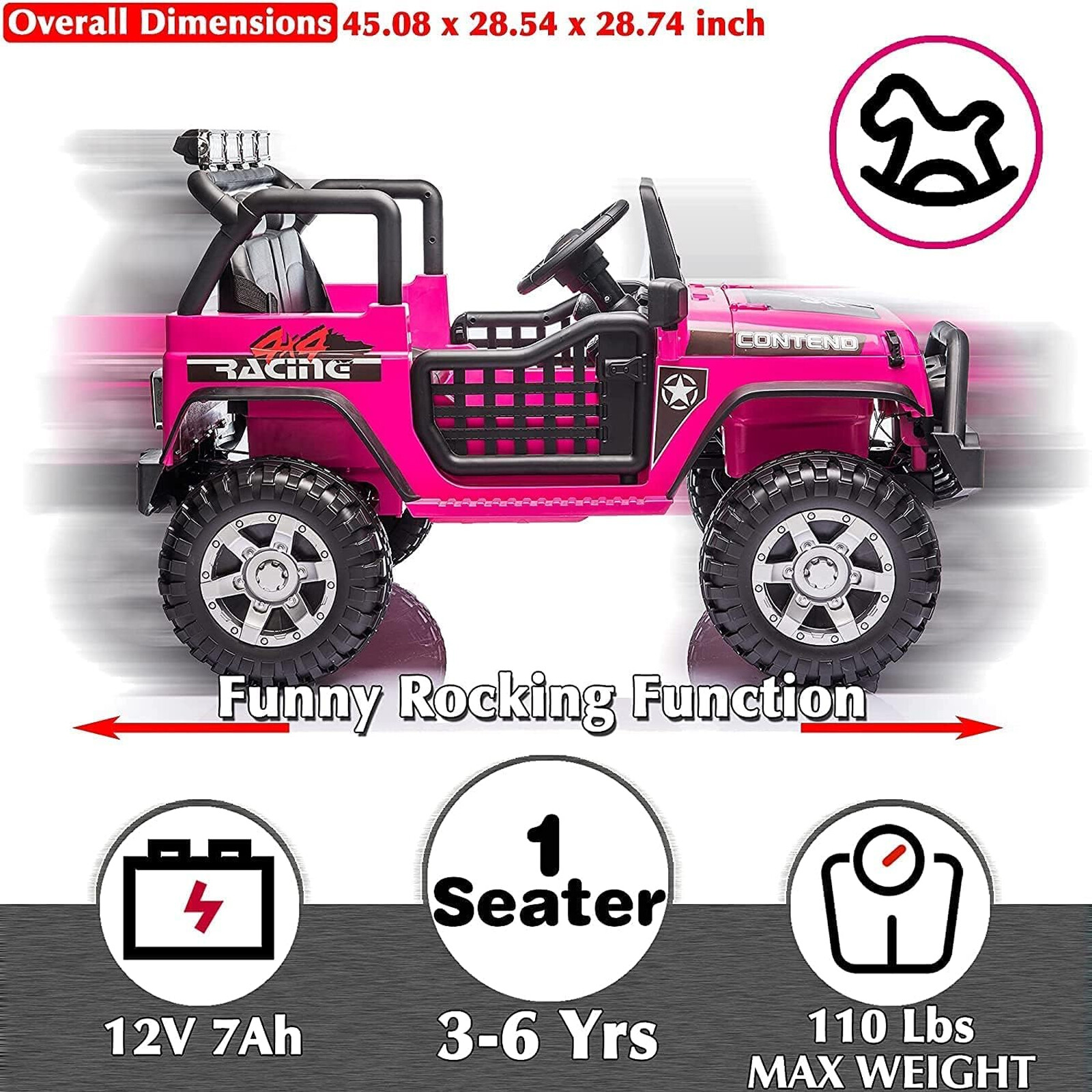 12V Electric Ride On Car Vehicle Toy Kids Truck Jeep w/ Remote Control USB Pink