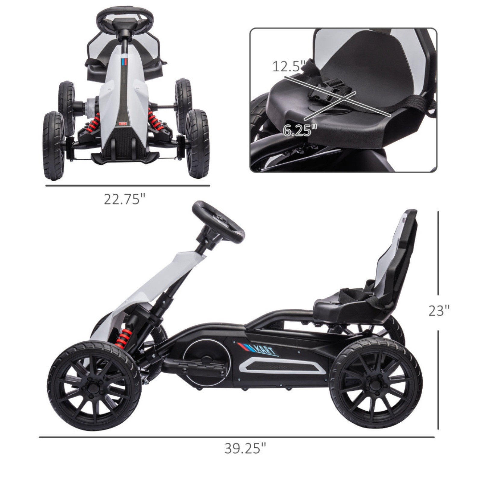 Aosom 12V Electric Go Kart for Kids Outdoor Ride On Toy Adjustable Speed