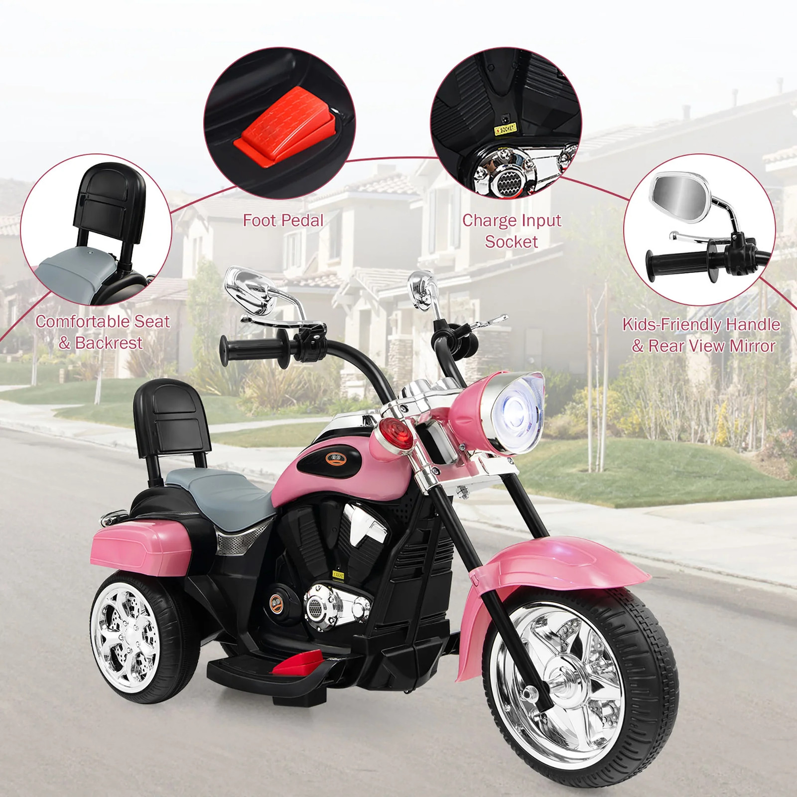Electric Child Motorcycle Pink Harley Davidson Battery Powered Motor Ride On Toy