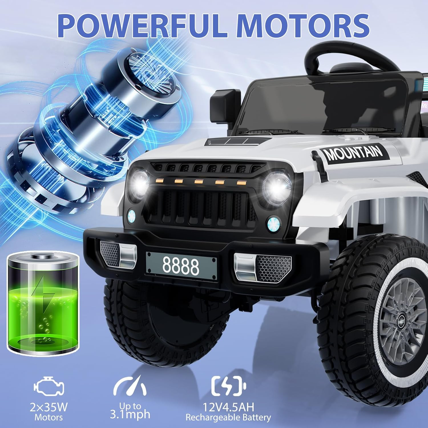 12V Kids Ride on Truck Car, Battery Powered Electric Vehicles with Remote Contro