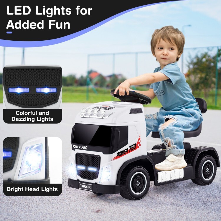 6V Power Battery 2-in-1 Kids Electric Ride-on Truck Car w/Height Adjustable Seat