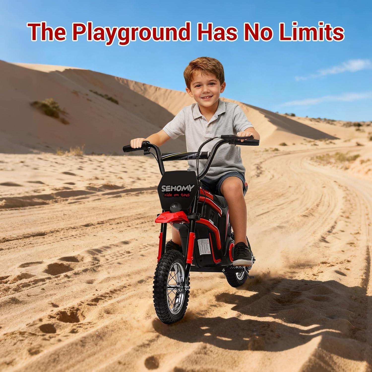 24V 350W Electric Dirt Bike Off-Road Electric Motorcycle Red for Kids 8-12 Years