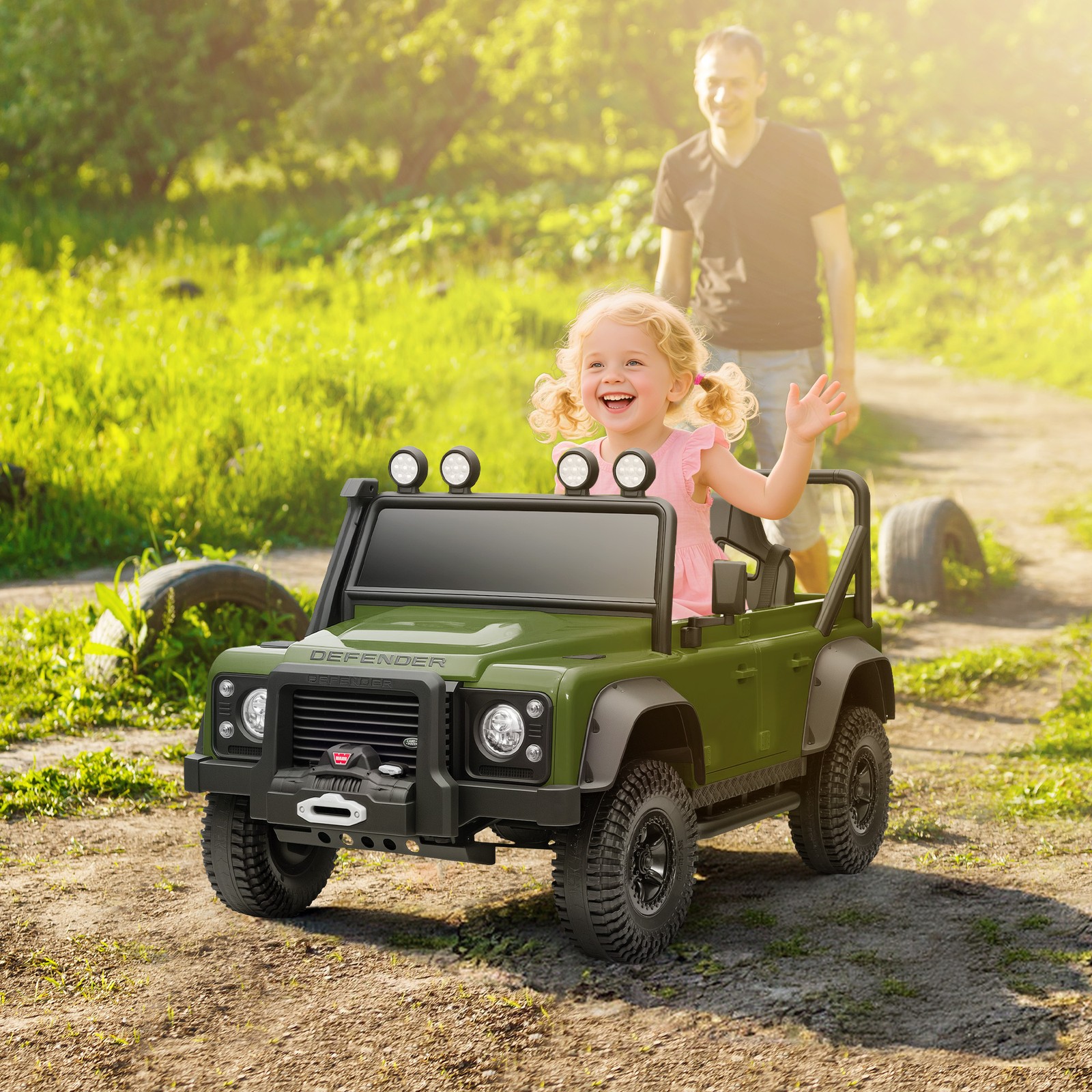 Kids Electric Car, Land Rover Licensed Off-Road Ride On Car, Green