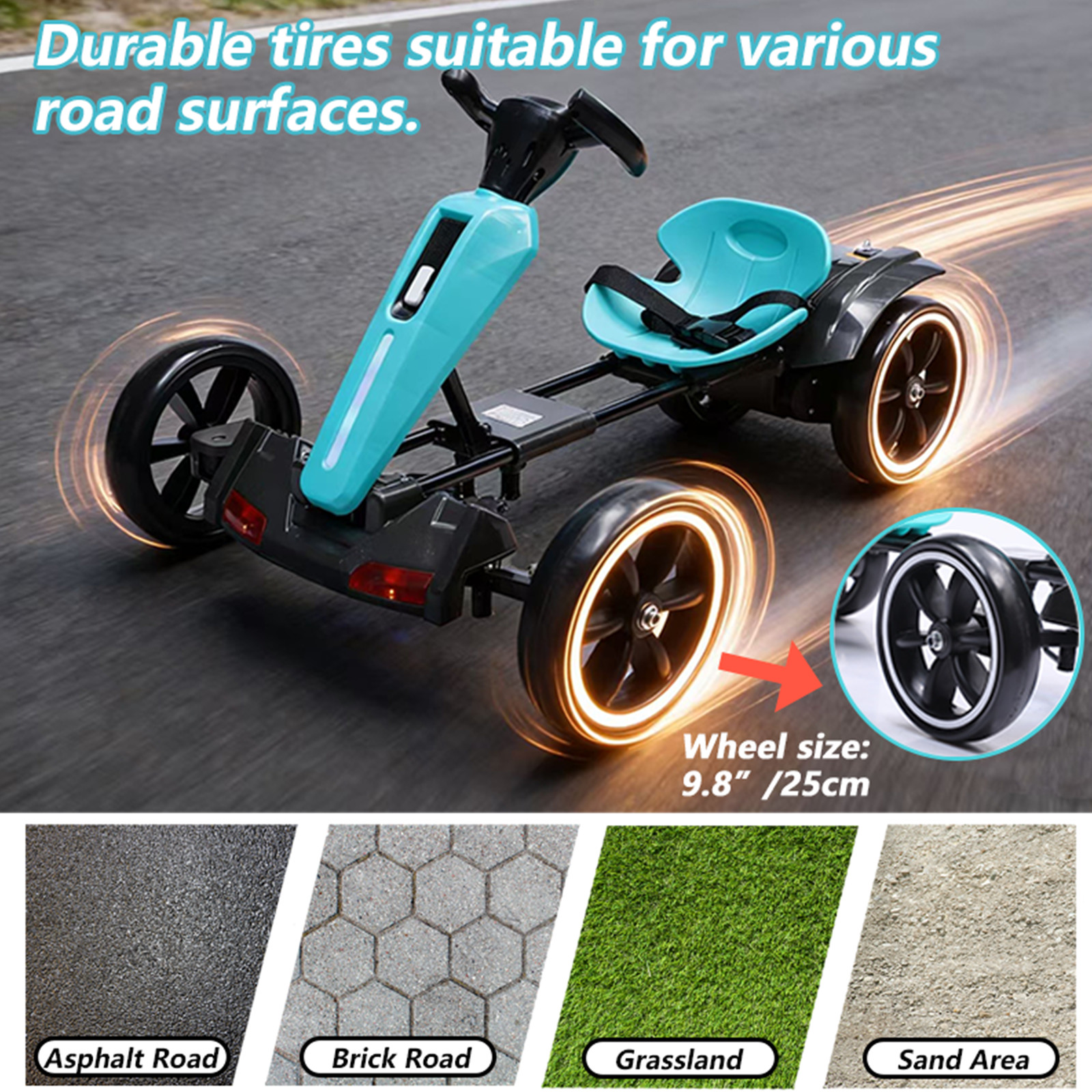 12V Electric Go Kart for Kids with Adjustable Seat Pedal Go Kart Ride on Toy