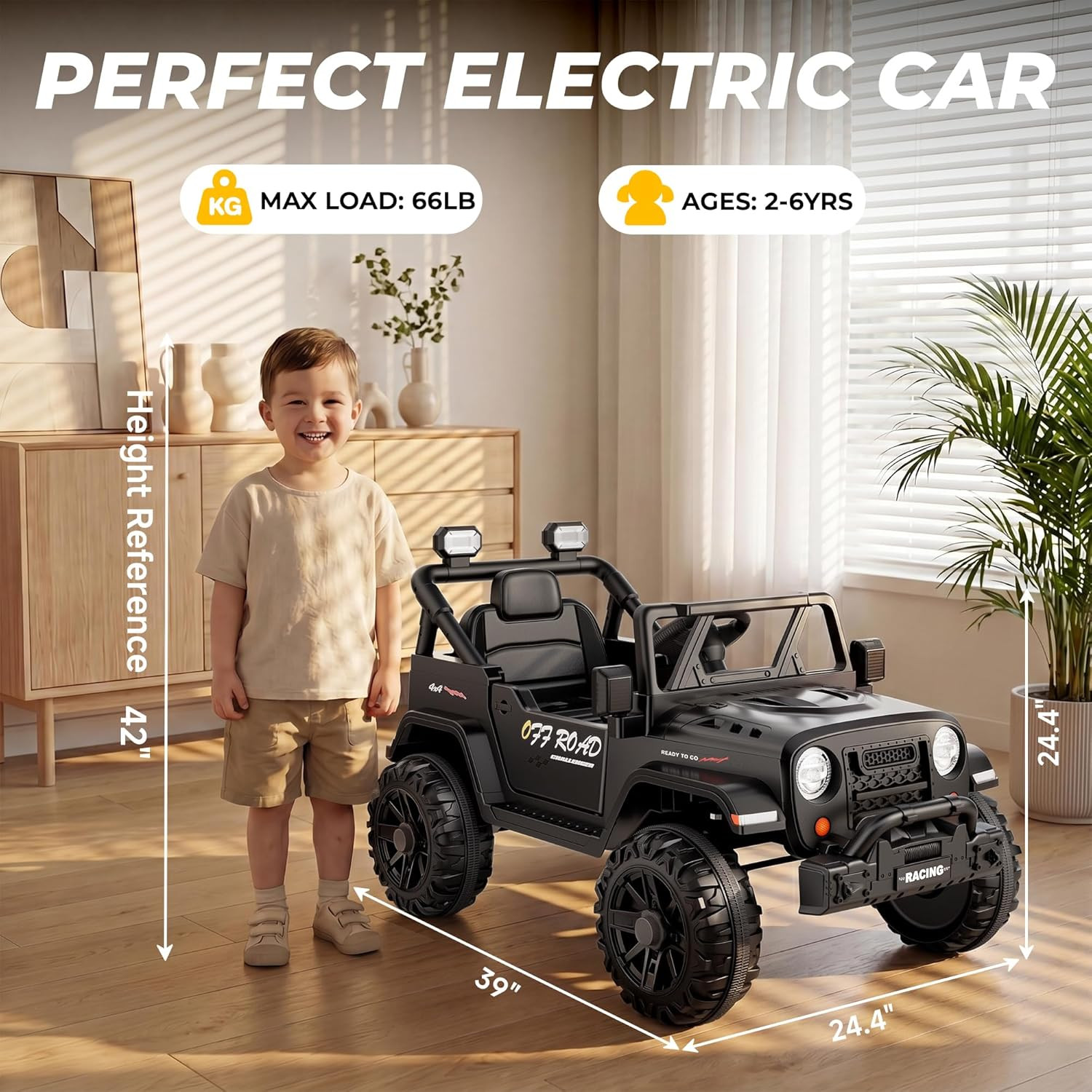 12V Ride on Truck Car with Remote Control, Kids Electric Vehicles with Bluetooth