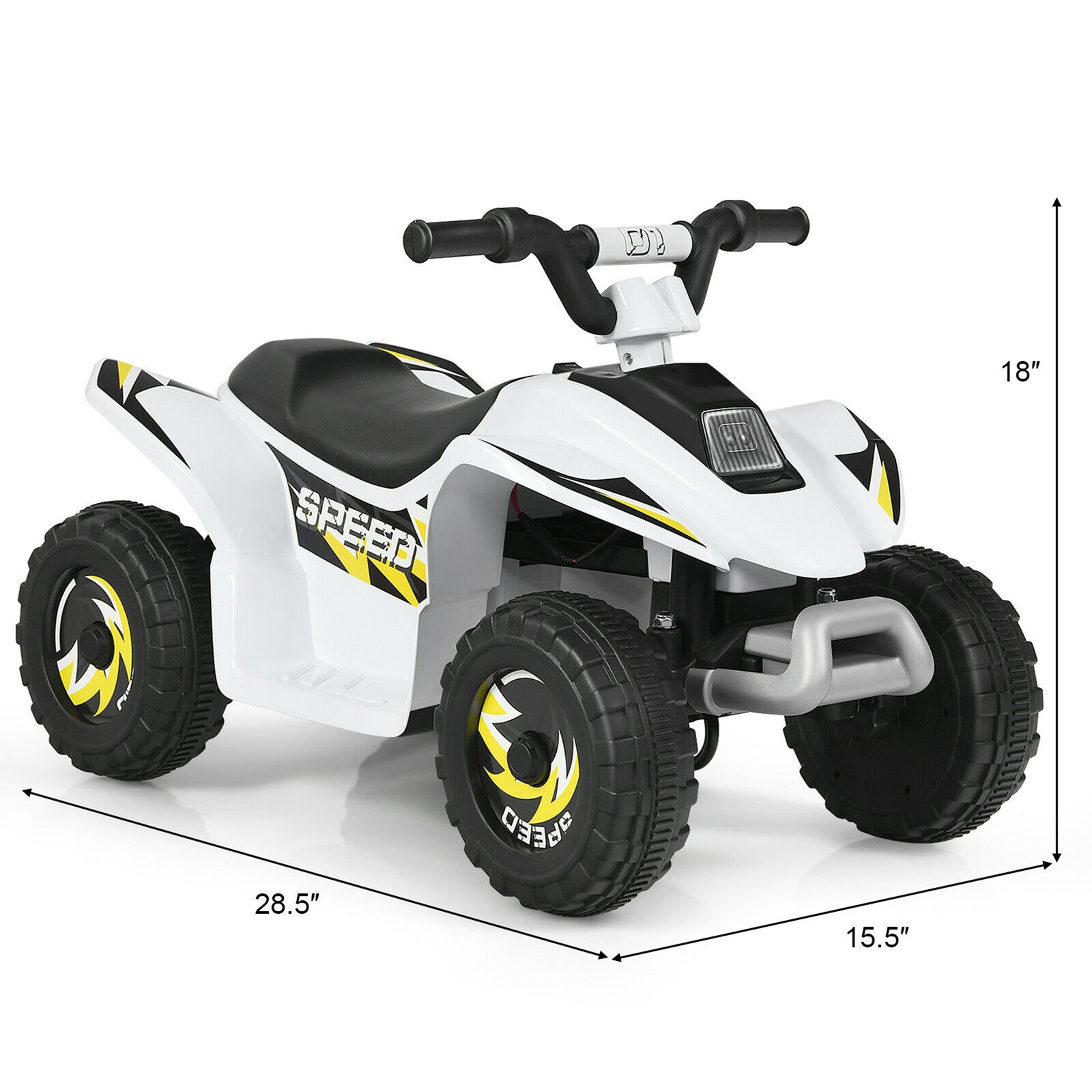 6V Kids Electric Quad ATV 4 Wheels Ride On Toy Toddlers Forward & Reverse White