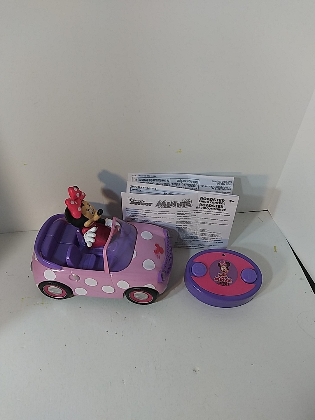 Minnie Mouse RC Car Disney Junior Pink Polka Dot Convertible w/ Remote Works