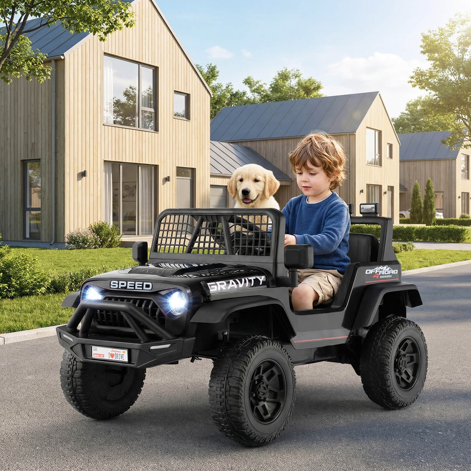 24V Ride On Car w/Remote Control Music LED Headlights Spring Suspension for Kids