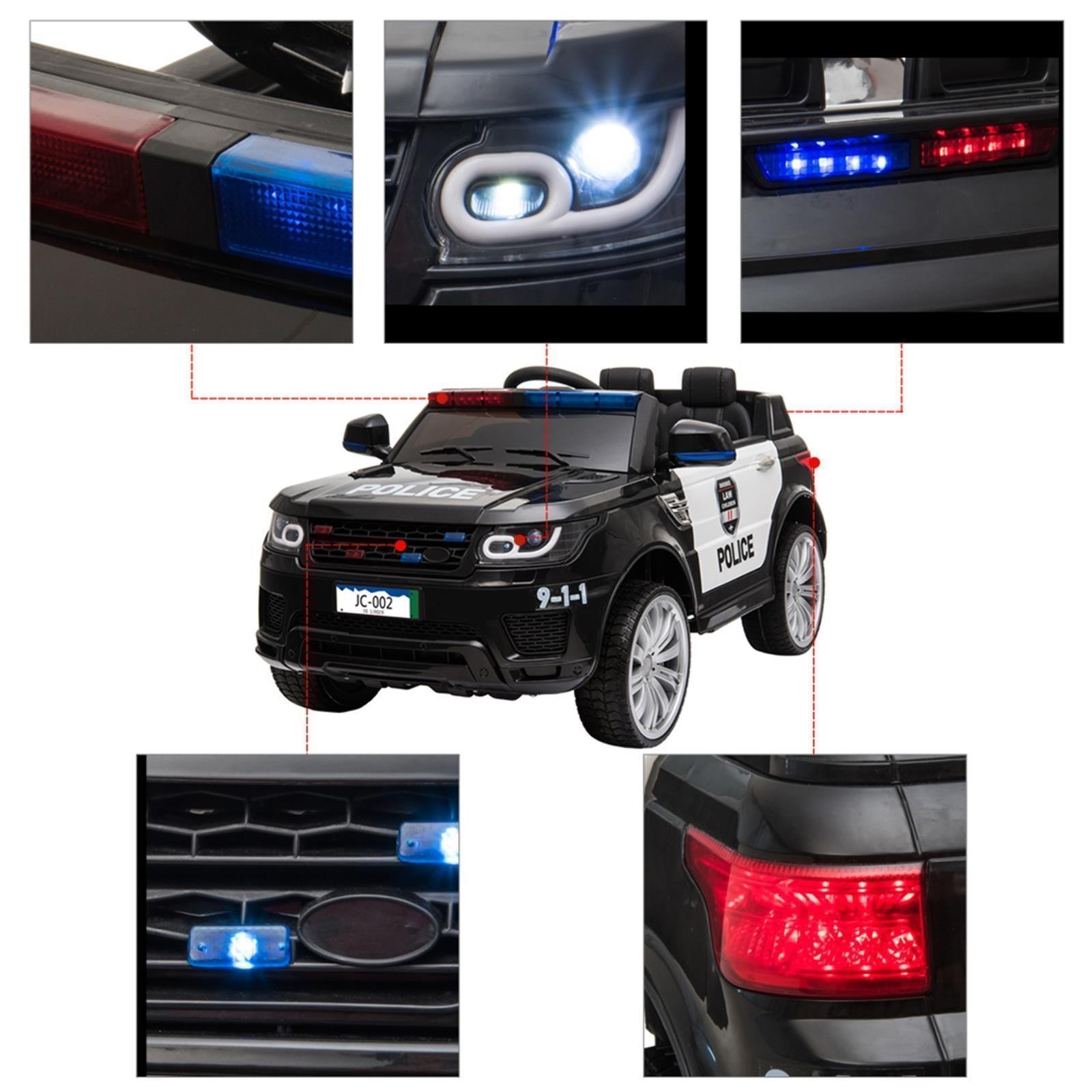 Electric Police Car Kids Ride On SUV Toy RC w/ Remote LED Light for 3 to 8 Ages