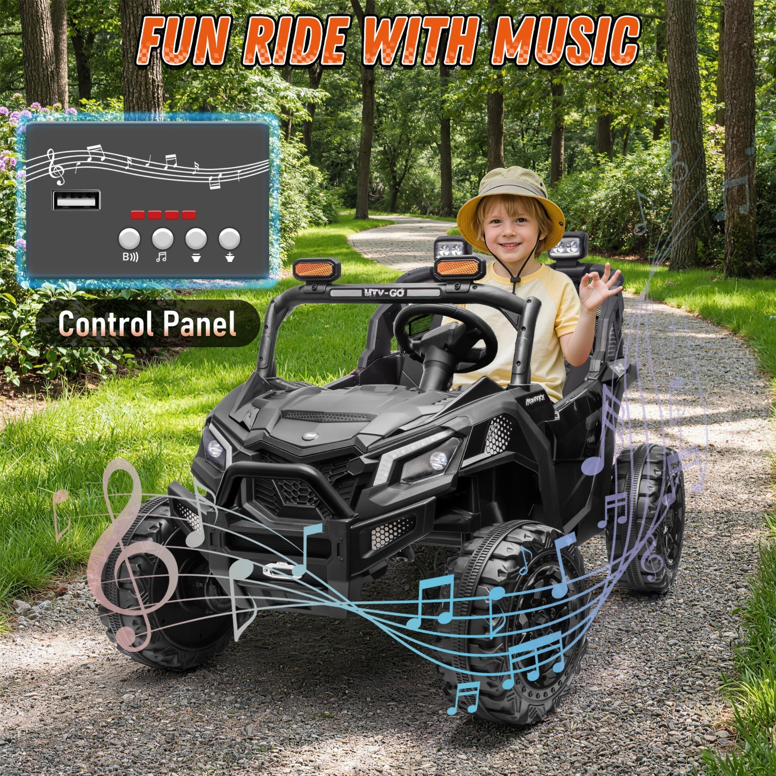 24V Kids Ride On UTV, 800W 4WD 2 Seater, Parent Remote, 4-Wheel Suspension, LED