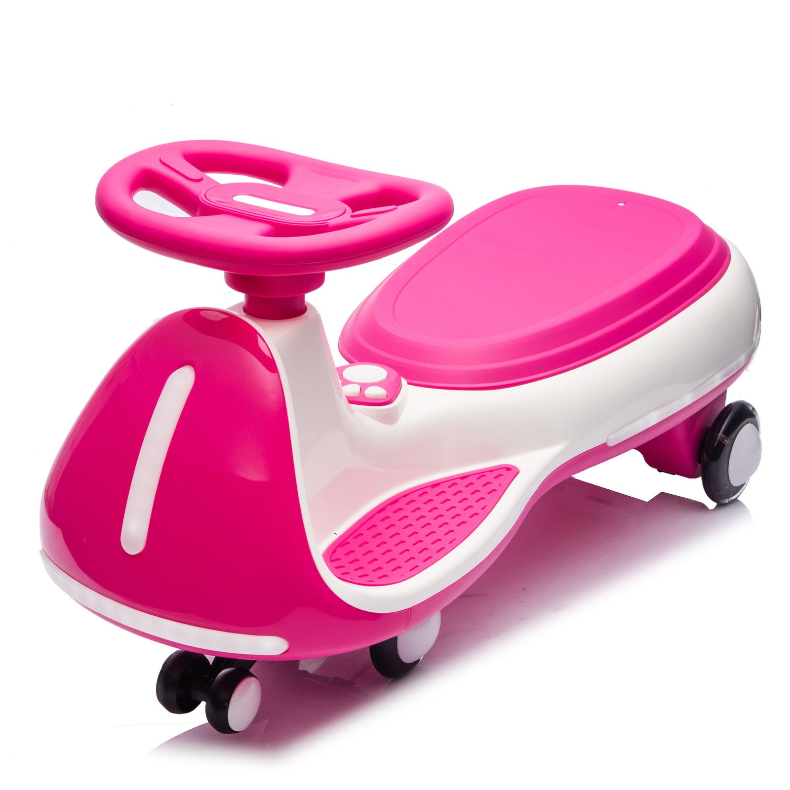 12V Kids Wiggle Car, 2-in-1 Design,LED Lights,PU Wheels,Bluetooth Music,Ages 3-8