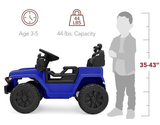 6V Kids Ride On Truck Car LED Parent Remote Control Jeep Blue Ages 3 to 5 Gift