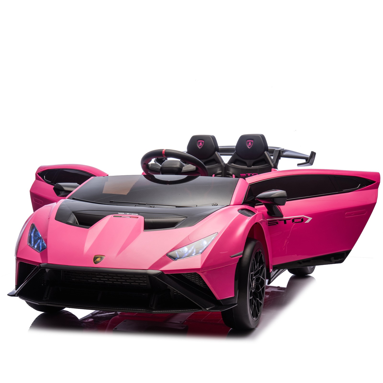 24V Kids Electric Ride-On Drift Car 1.86-5.59MPH Foam Front Wheels Ages 3-6 Pink