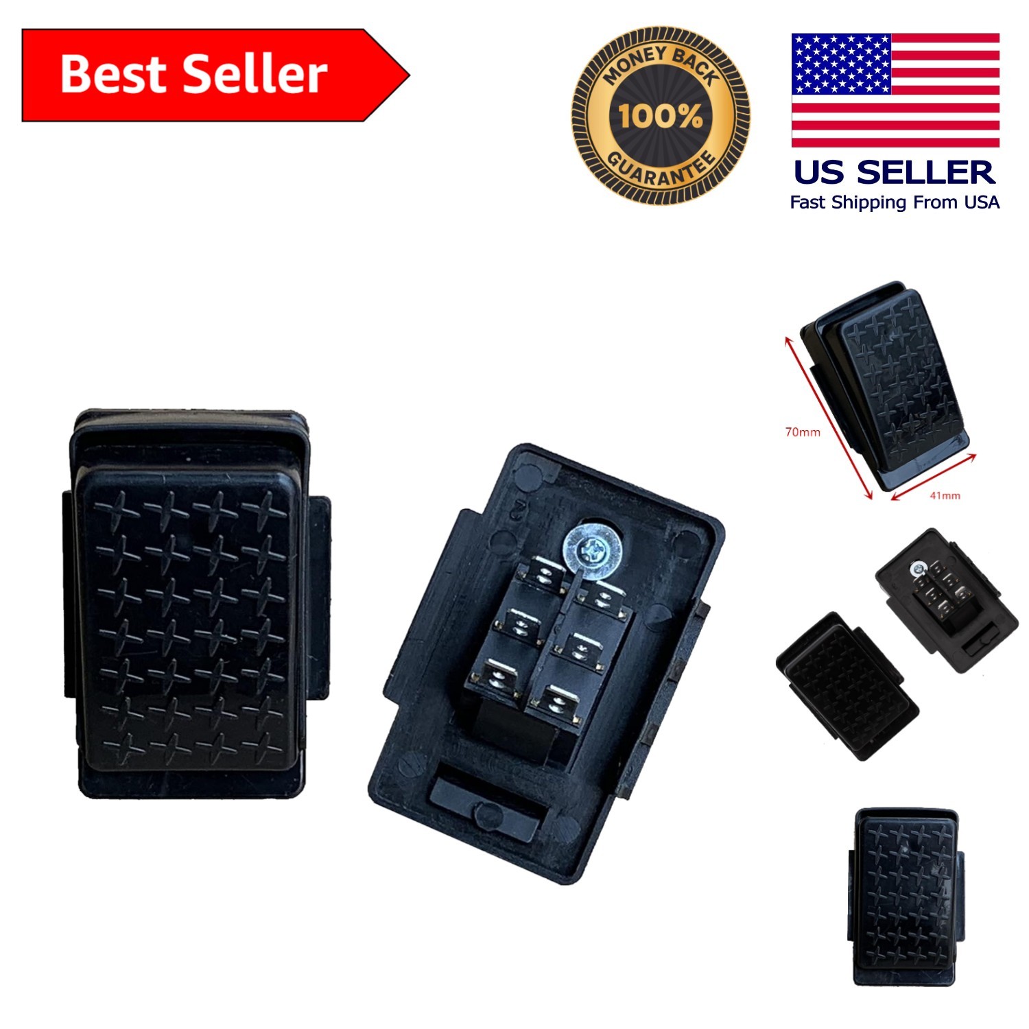 Compact 6-Pin Foot Switch for Kids Electric Ride-On Cars, Easy Install – Black