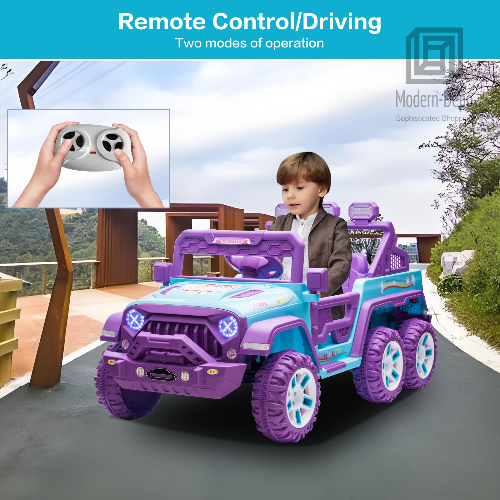 12V Kids Ride On Car Electric Truck w/ Remote Control DIY Stickers 6 Wheels Toy