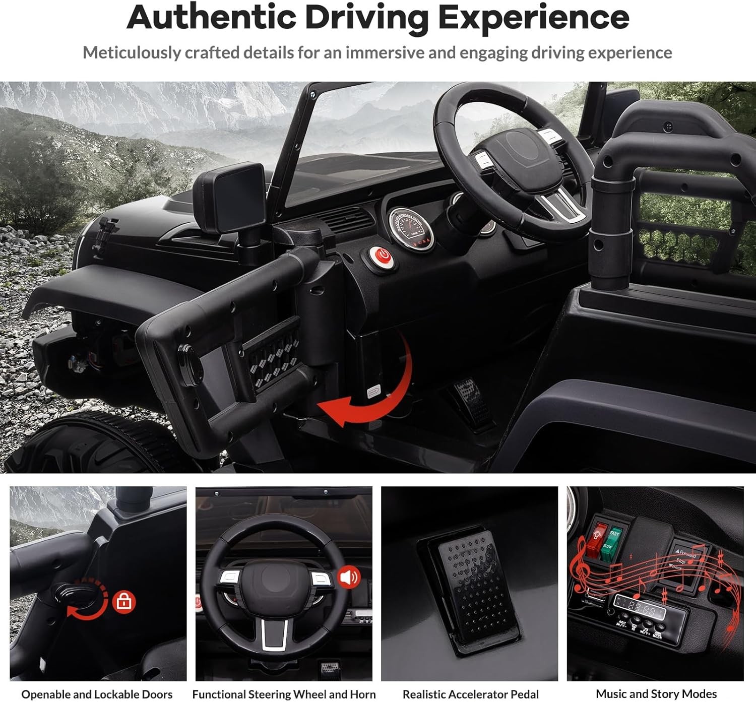 24V Electric Kids Ride On Cars with Remote Control 2 Seats Truck Toys Gifts