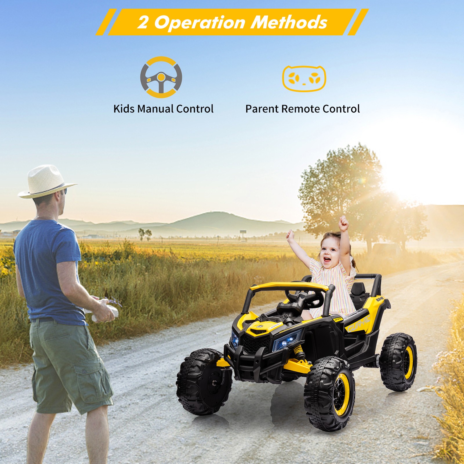 24V 2-Seater Electric Ride-On Car with RC,2 Motors,Toys Gifts for Boys and Girls