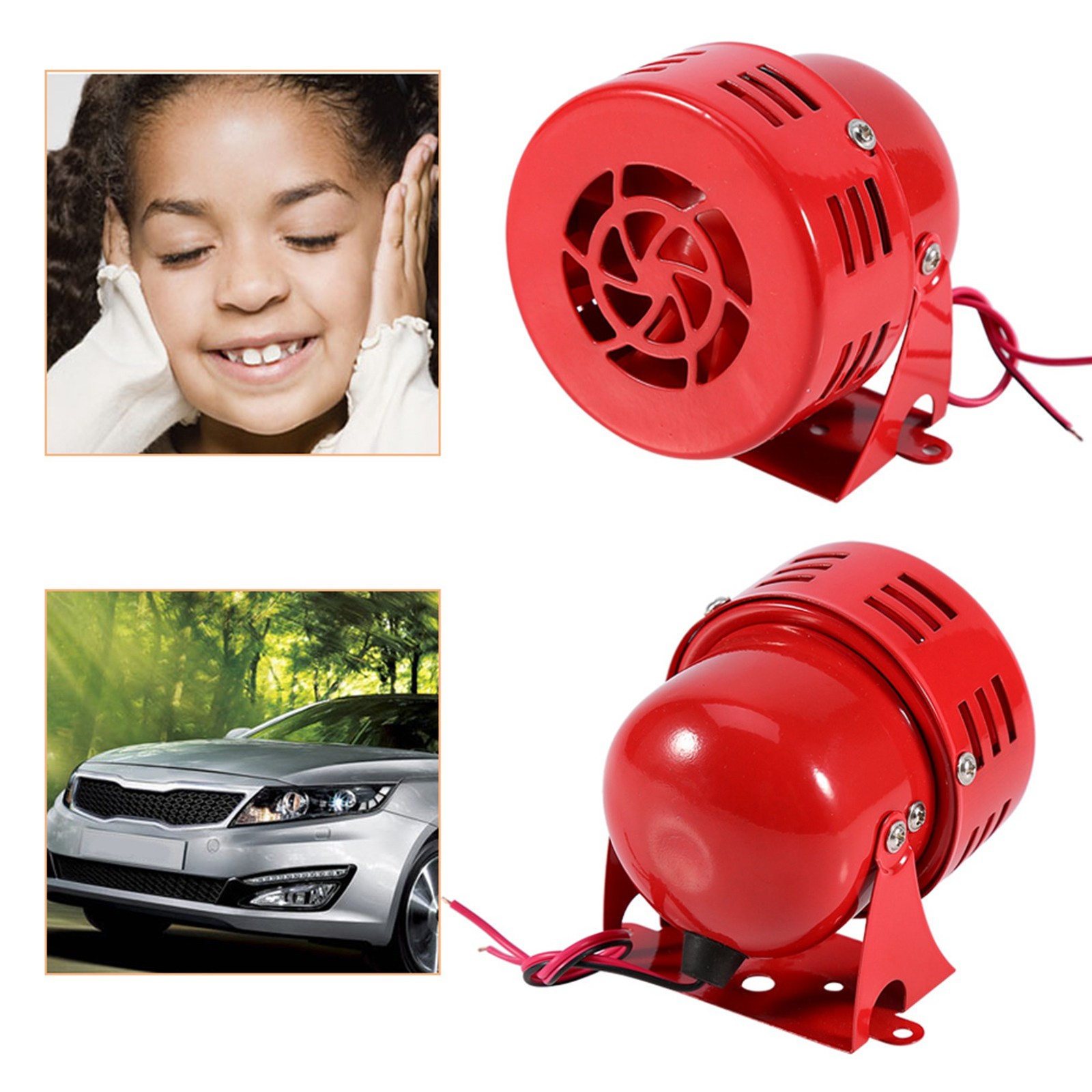 110 DB Durable Electric Motor Siren For Car Truck Motorcycle Compact Red Ai NZAD