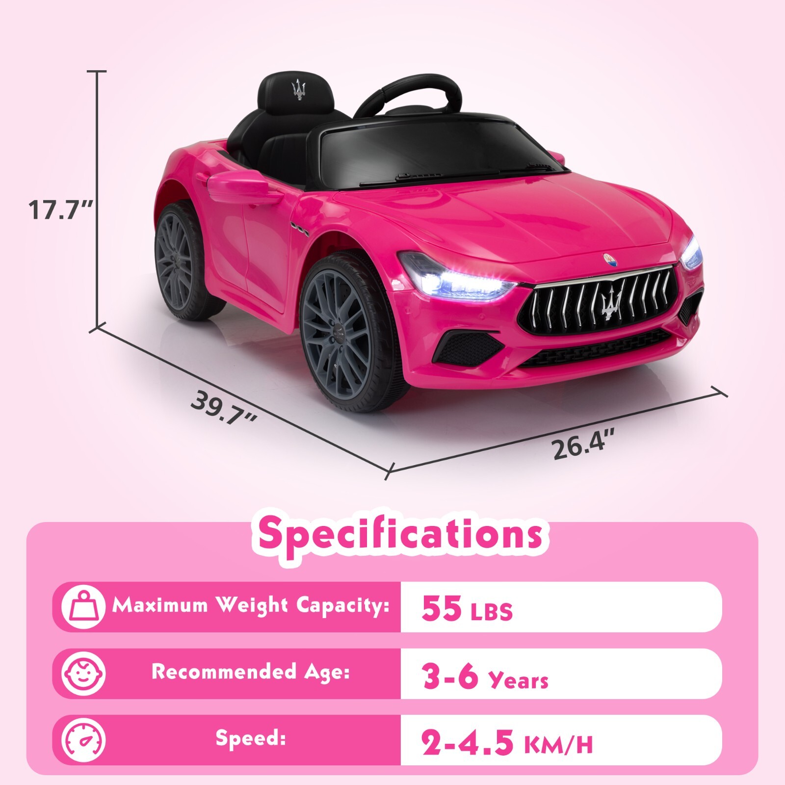 TOBBI 12V Kid Ride on Car Electric Vehicle Toy Maserati Ghibli Licensed w/Remote