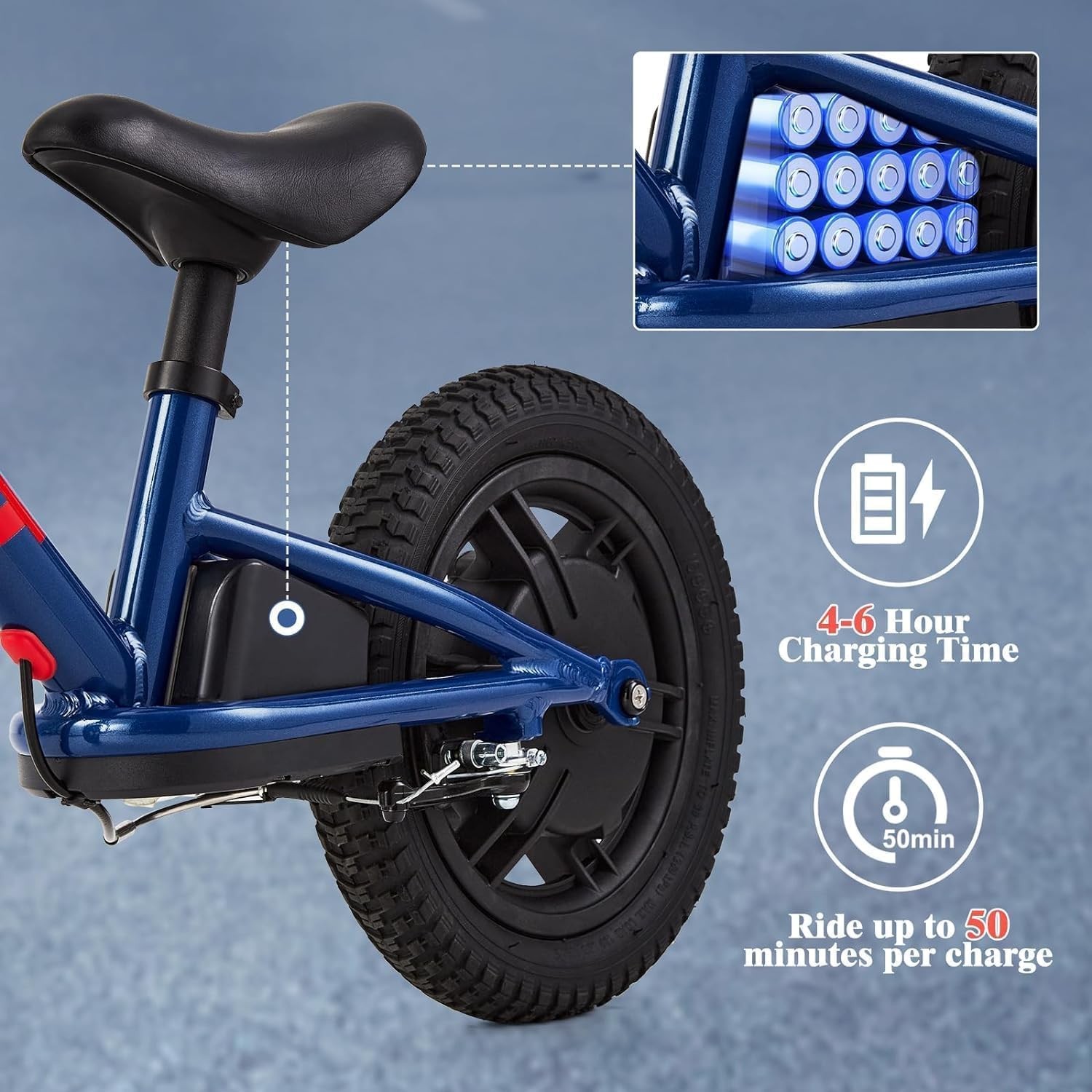 24V 100W Electric Balance Bike for Kids Ages 3-5 Years with 12’’ Inflatable Tire