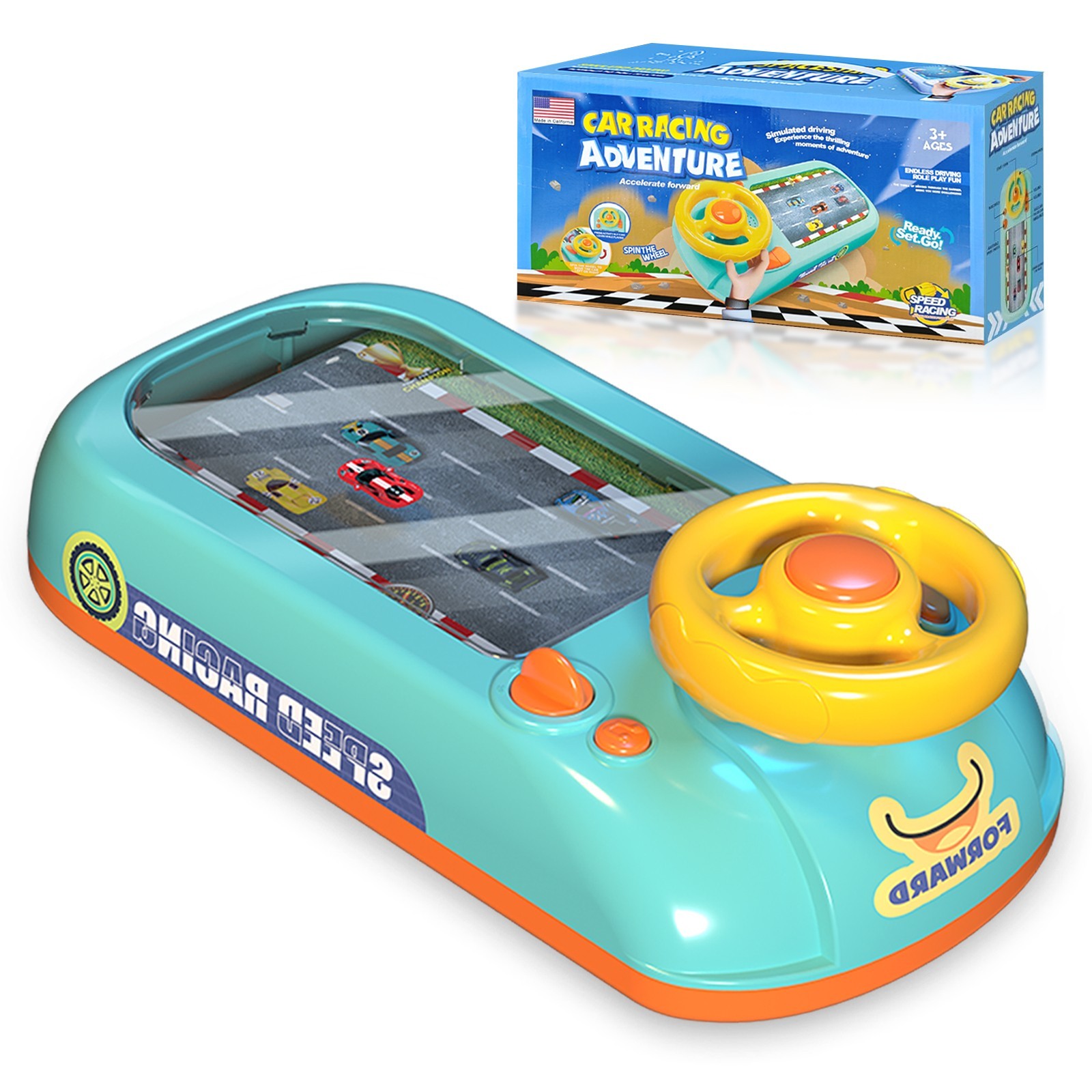 Car Racing Adventure Toy with Steering Wheel, Musical toys for Boys and Girls