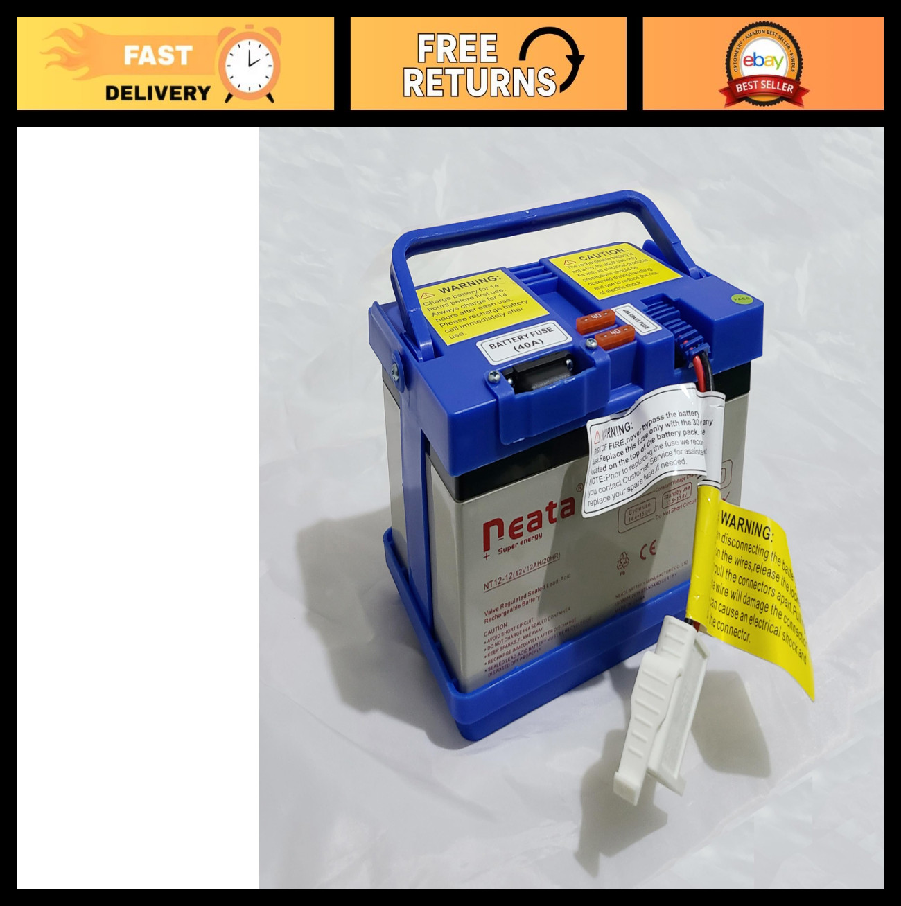 12V Rechargeable Battery for Kids Ride-On Cars, Disney Frozen Sleigh, Batman Bat