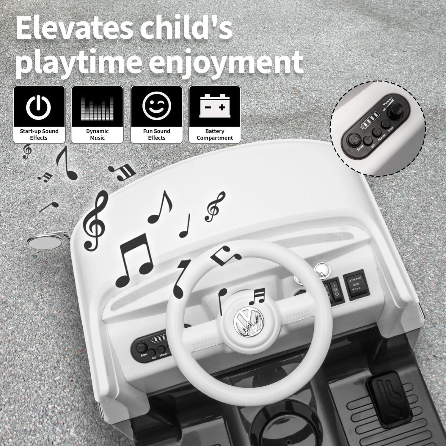 6V Electric Ride on Toy w/ 4.5AHBattery,Ride-on-Bus Licensed Volkswagen for Kids