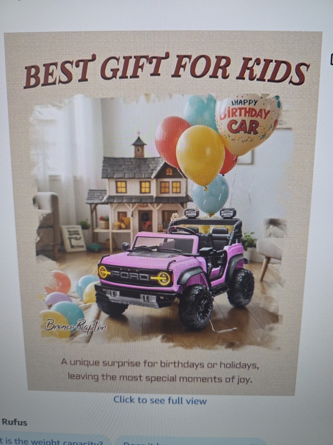 Ford Bronco Raptor 12V Powered Ride on Truck Toys, Kids Electric Car with Remote