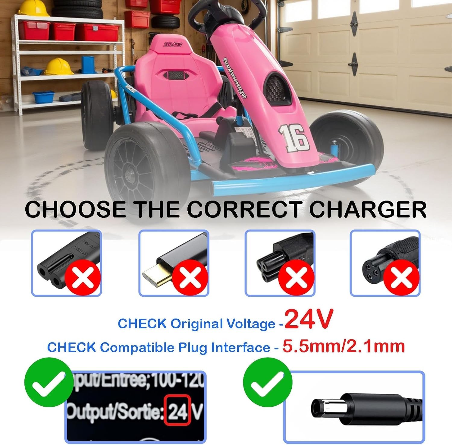 24V Charger for Kids Ride On Car Toys,24 Volt Battery Charger for Children Ride