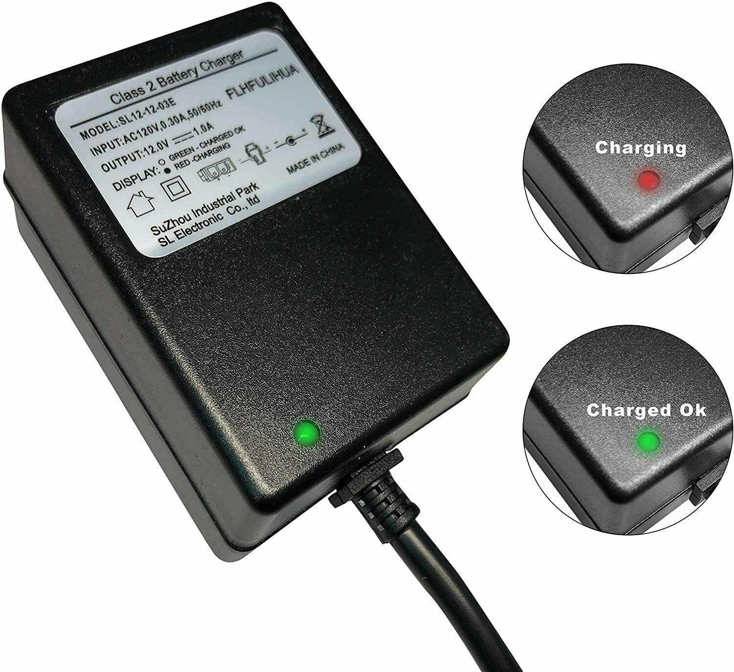 12 Volt 1A B-Type Plug Battery Charger for Kids Ride On Car Power Supply Adapter