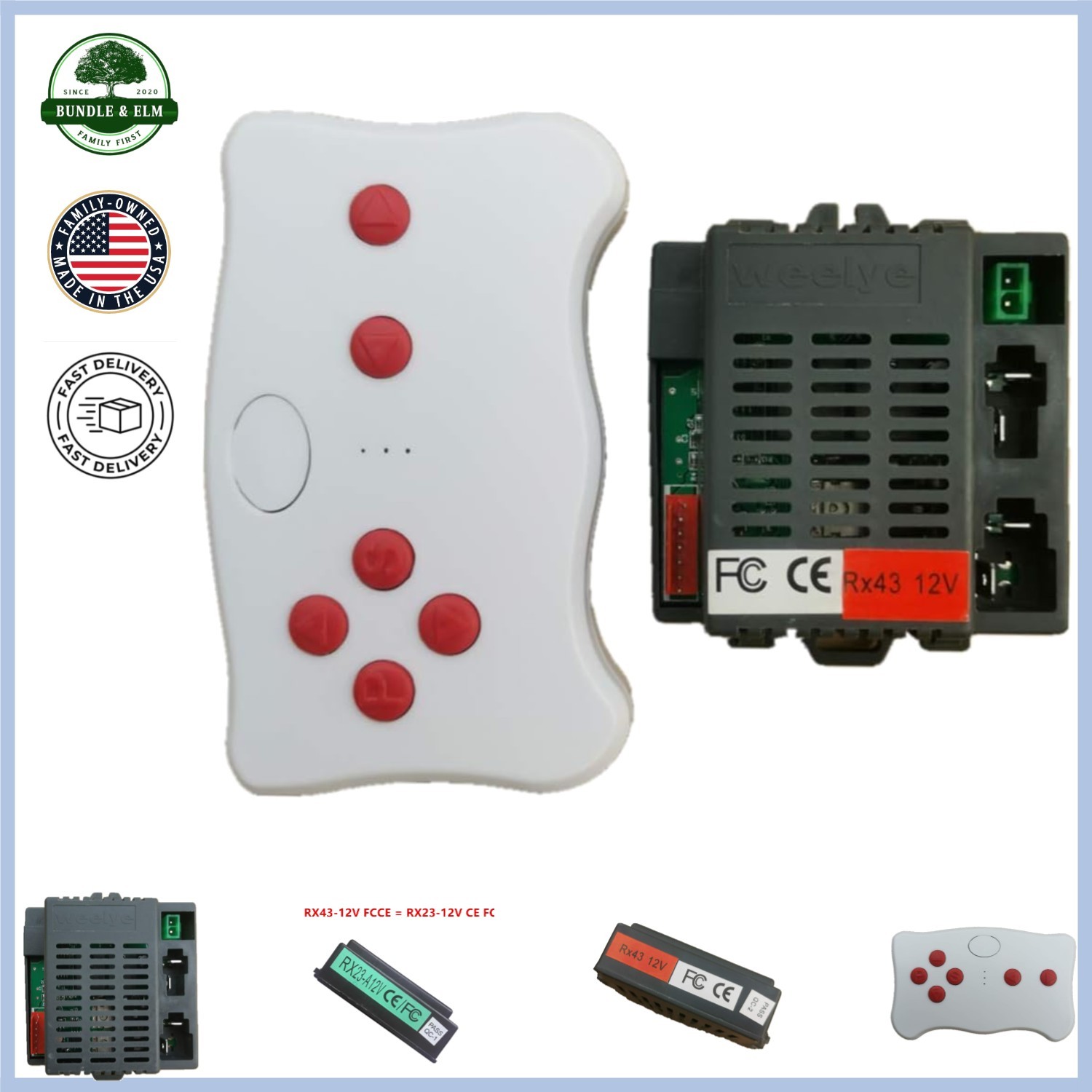 Kids Electric Vehicle Control Box with Bluetooth Remote & Safety Features