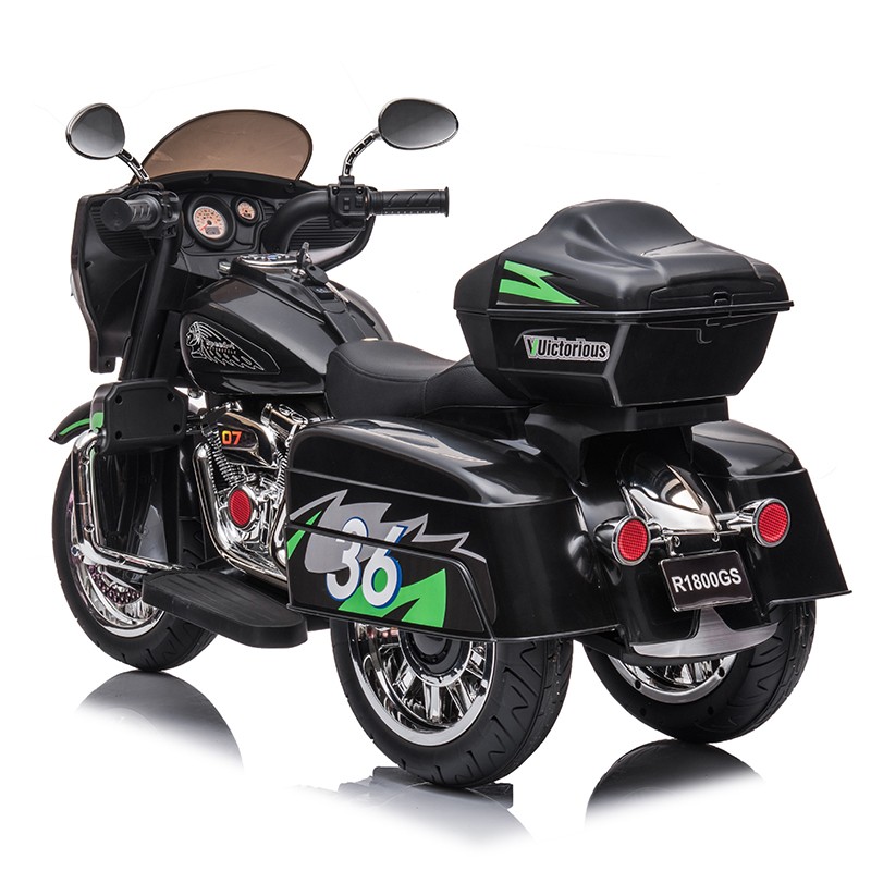 12V Kid Motorcycle Ride On Toy Key Start 3-Wheel 2-Seat Motorbike for 3-6 Black