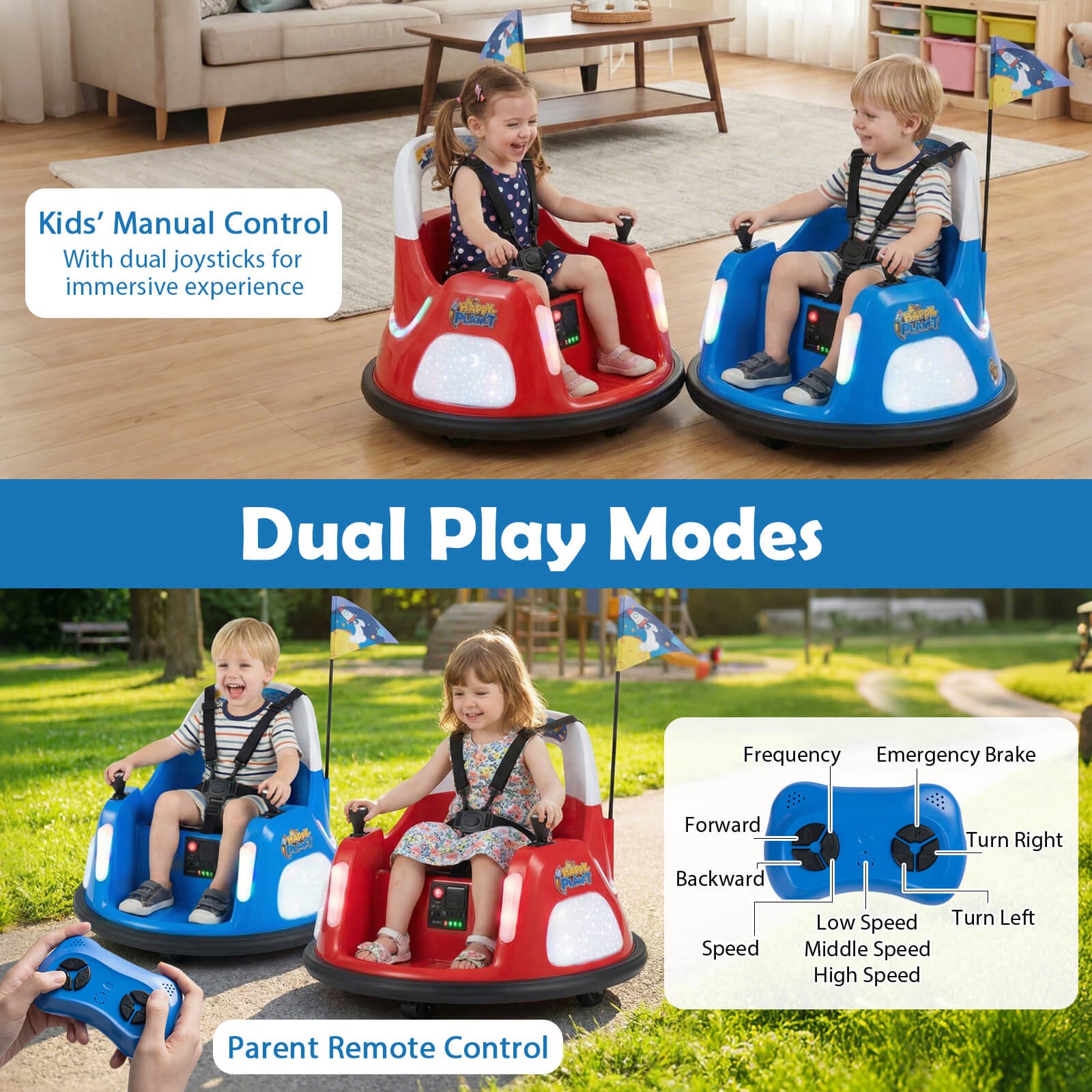 12V Kids Bumper Car,360° Spin & Remote.Battery-Powered,for 1.5-6 ages.Navy