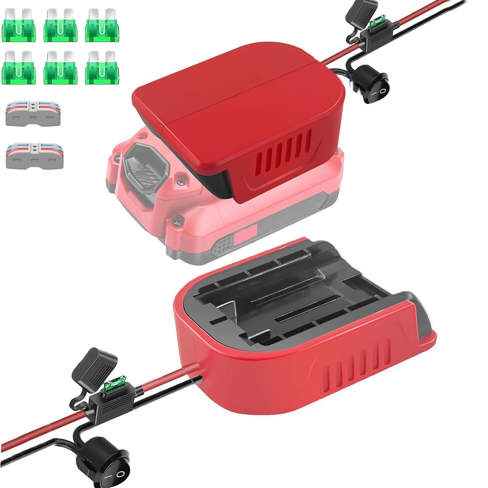 2 Pack Battery Adapter for 20V Power Wheels – Dock Connector with Fuses & 14AWG