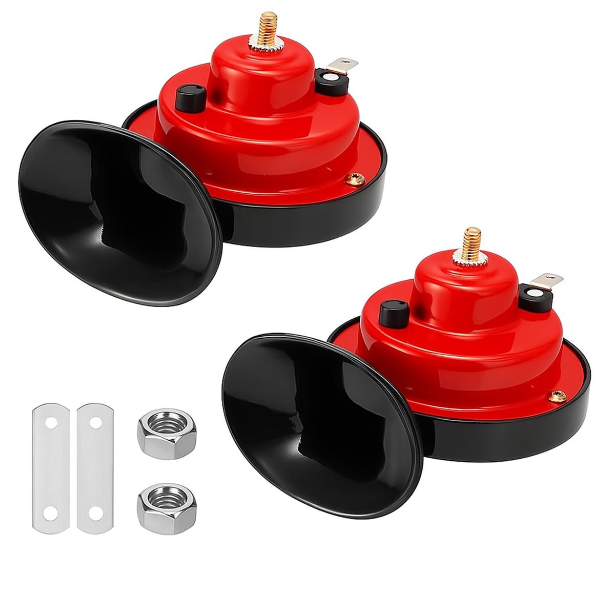2 Pack 12V Super Loud Train Horns Waterproof Vehicle Air Electric Snail Horn