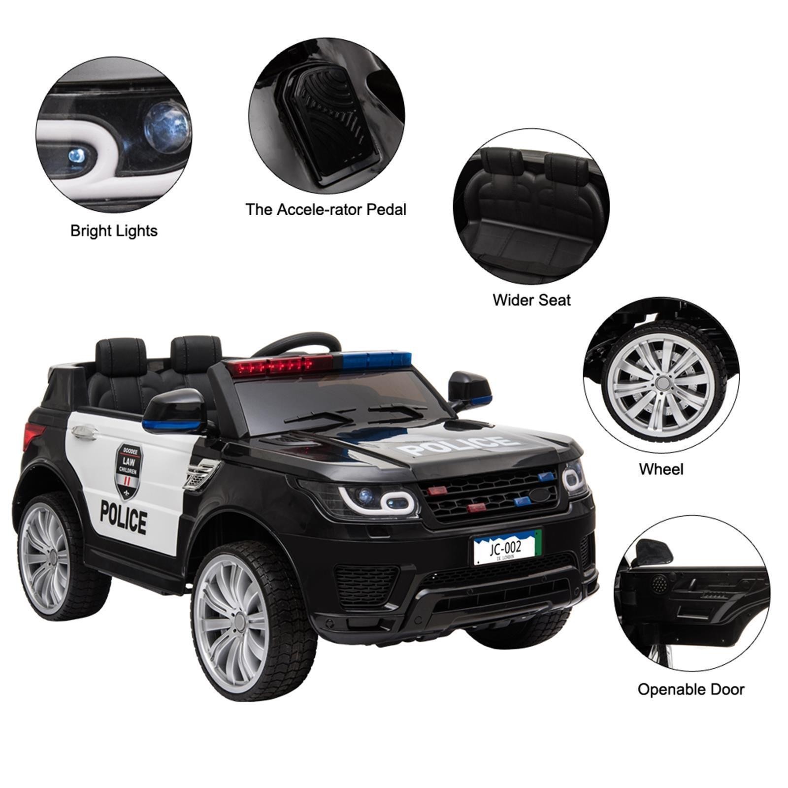 Electric Police Car Kids Ride On SUV Toy RC w/ Remote LED Light for 3 to 8 Ages