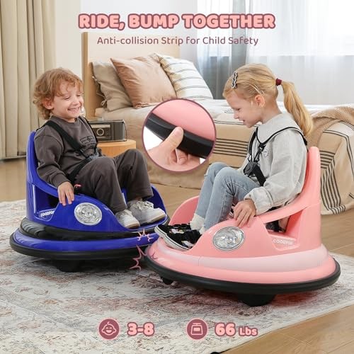 Bumper Car for Kids,1.9mph Max,12V Toddler Ride on Toys with Remote Pink
