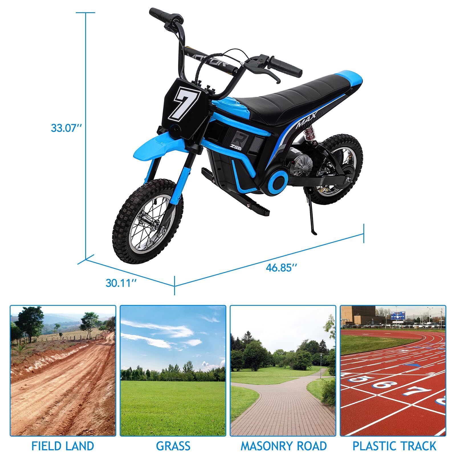 Kids Ride On Dirt Bike 350W Electric Motorcycle Up to 14.29MPH 24V Battery 8-14