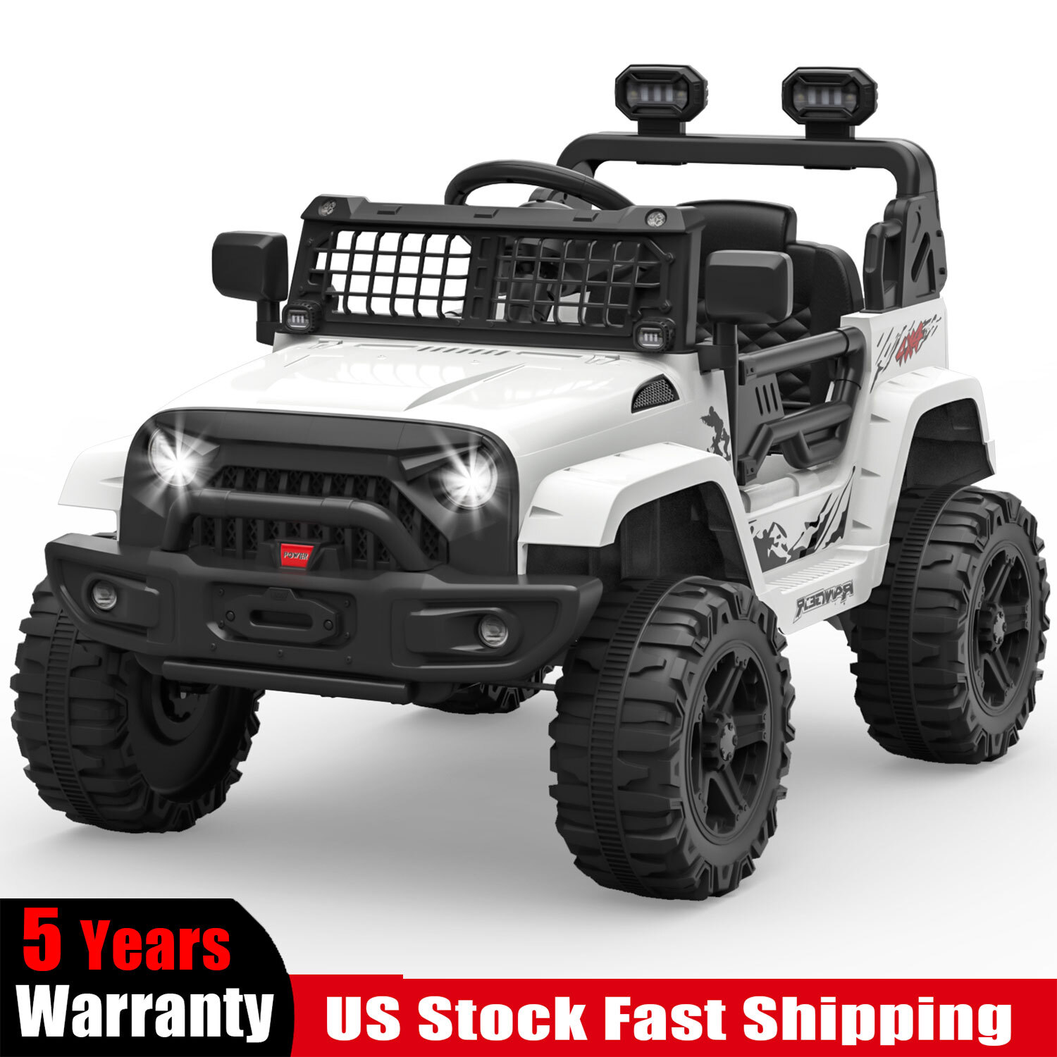 Kids Electric Ride On Truck Toys 12V Power Battery Car White with Remote Control