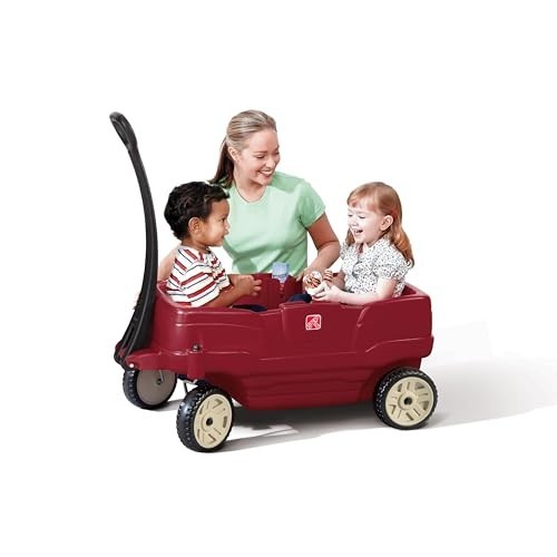 Kids Ride On Wagon, Durable Plastic Stroller Substitute, Seat Belts, Max 75 lbs,