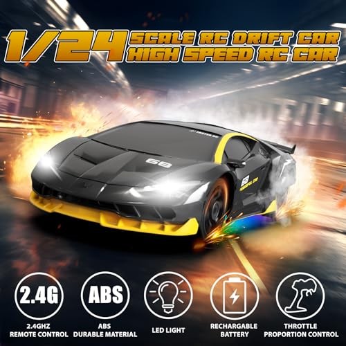 RC Drift Car Remote Control Car 2.4GHz 1/24 4WD 15KM/H High Speed Racing Black
