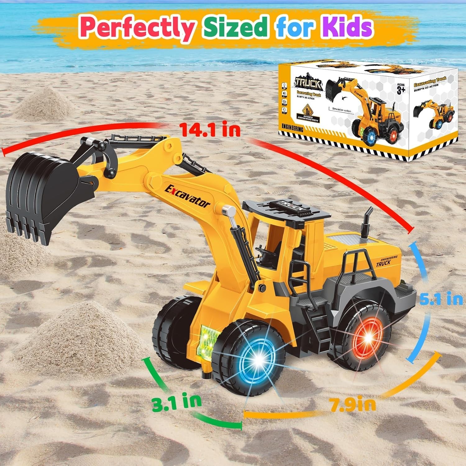 Large Excavator Toy with Realistic Digging Arm – Perfect Birthday Gift for Boys
